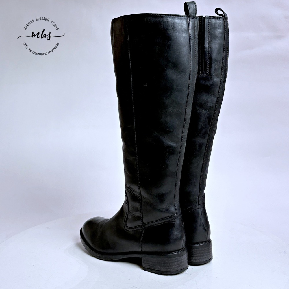 Clarks‎ Leather Fur Lined Side Zip Tall Boots Black Women 7 - Picture 11 of 13